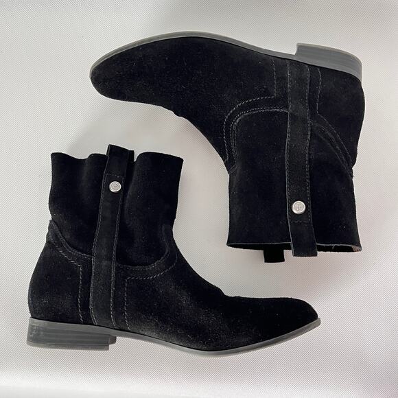 Frye & Co Sarah Shortie Ankle Bootie Boot Black Suede - Picture 6 of 10